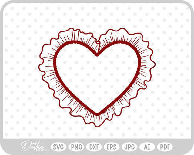 Ruffle Frilly Heart Frame Border SVG DottieDigitals 