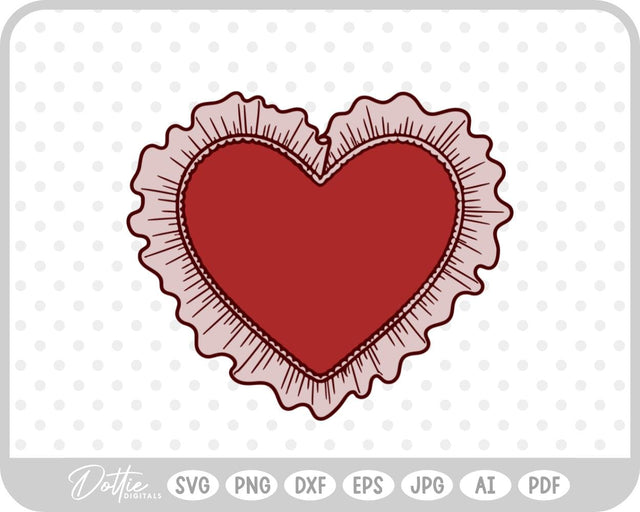 Ruffle Frilly Heart Frame Border SVG DottieDigitals 