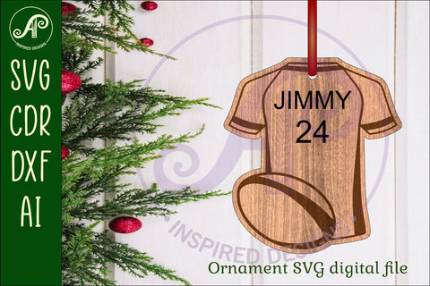 Rugby shirt Christmas Ornament SVG laser cut SVG APInspireddesigns 
