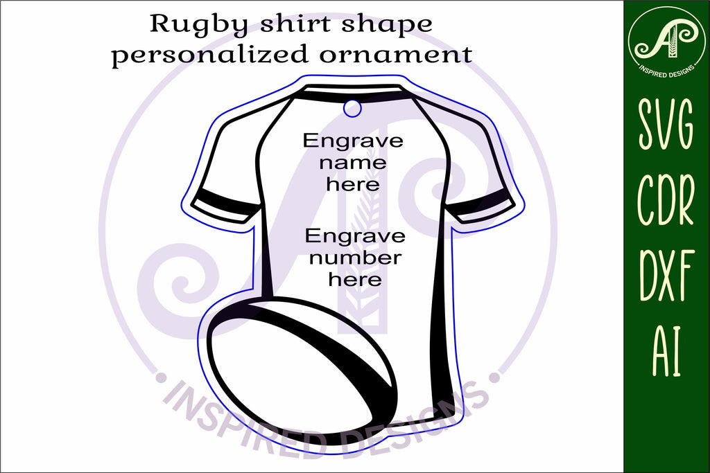 Rugby shirt Christmas Ornament SVG laser cut - So Fontsy