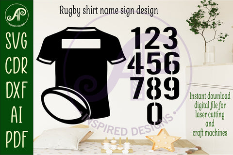 Rugby shirt name sign svg laser cut file SVG APInspireddesigns 