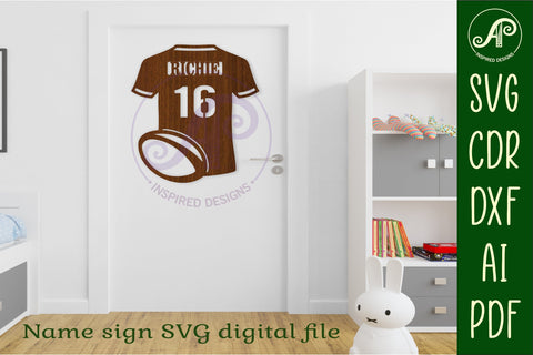 Rugby shirt name sign svg laser cut file SVG APInspireddesigns 