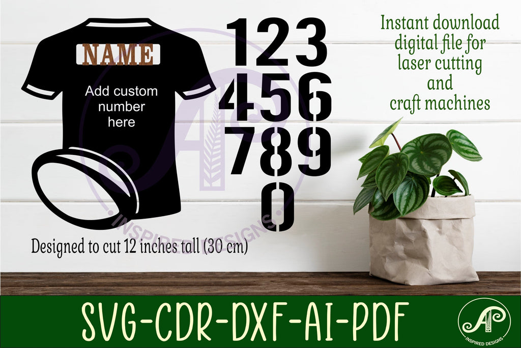 Rugby shirt name sign svg laser cut file - So Fontsy