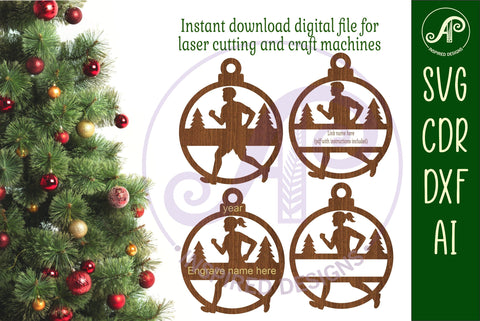 Runner athlete theme personalized Christmas Ornament SVG SVG APInspireddesigns 