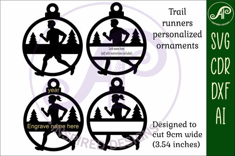 Runner athlete theme personalized Christmas Ornament SVG SVG APInspireddesigns 
