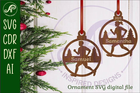 Runner athlete theme personalized Christmas Ornament SVG SVG APInspireddesigns 