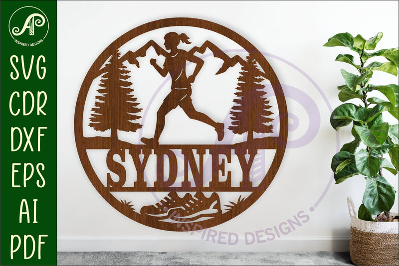 Runner female name sign svg laser cut wall sign SVG APInspireddesigns 