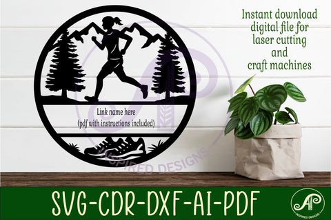 Runner female name sign svg laser cut wall sign SVG APInspireddesigns 