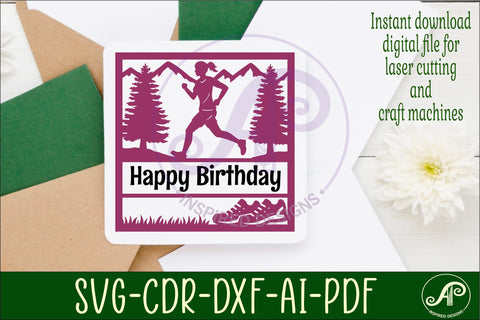 Runner, female running themed named wall sign or card topper SVG APInspireddesigns 