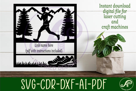 Runner, female running themed named wall sign or card topper SVG APInspireddesigns 