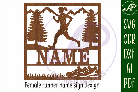 Runner, female running themed named wall sign or card topper SVG APInspireddesigns 