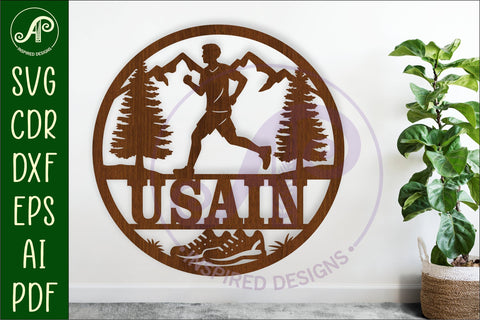 Runner male name sign svg laser cut wall sign SVG APInspireddesigns 