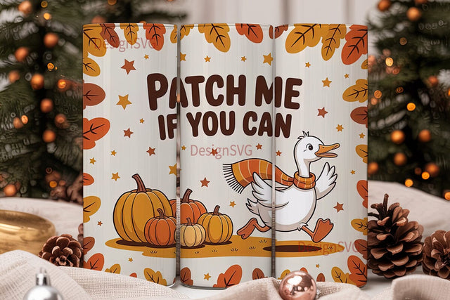 Running Duck Fall Tumbler Wrap Sublimation DesignSVG 