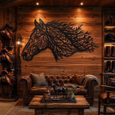 Running Horse Head Laser SVG | Mustang Metal Wall Art DXF | Horse Svg for Laser Cutting | CNC Plasma Cut File | Rustic Ranch Decor SVG HappyDesignStudio 