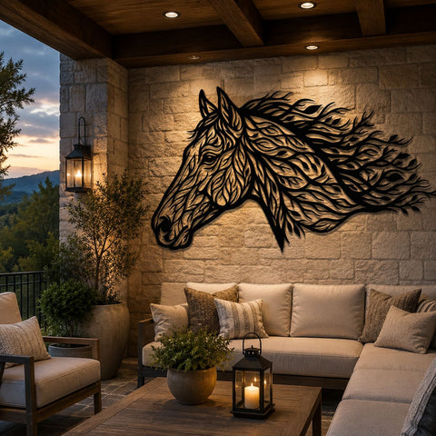Running Horse Head Laser SVG | Mustang Metal Wall Art DXF | Horse Svg for Laser Cutting | CNC Plasma Cut File | Rustic Ranch Decor SVG HappyDesignStudio 