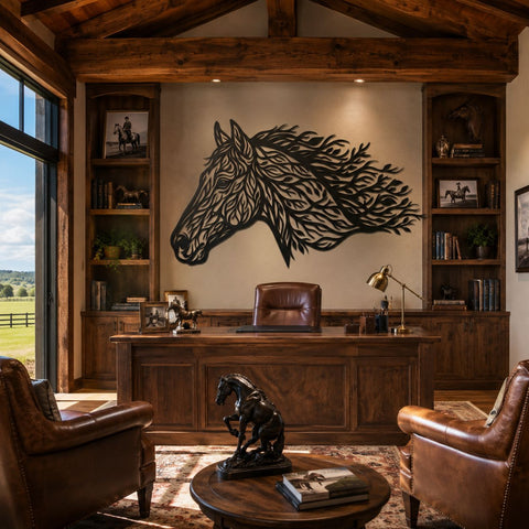 Running Horse Head Laser SVG | Mustang Metal Wall Art DXF | Horse Svg for Laser Cutting | CNC Plasma Cut File | Rustic Ranch Decor SVG HappyDesignStudio 