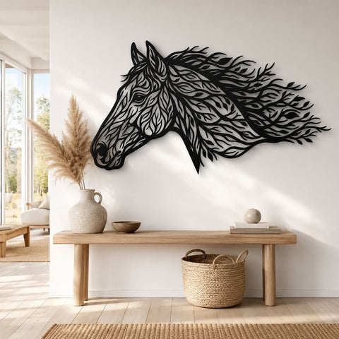 Running Horse Head Laser SVG | Mustang Metal Wall Art DXF | Horse Svg for Laser Cutting | CNC Plasma Cut File | Rustic Ranch Decor SVG HappyDesignStudio 
