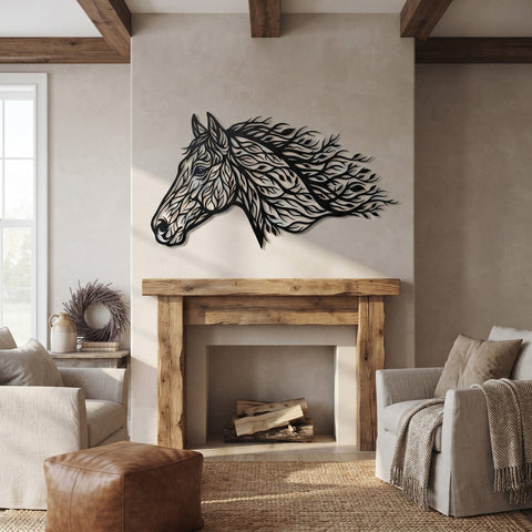 Running Horse Head Laser SVG | Mustang Metal Wall Art DXF | Horse Svg for Laser Cutting | CNC Plasma Cut File | Rustic Ranch Decor SVG HappyDesignStudio 
