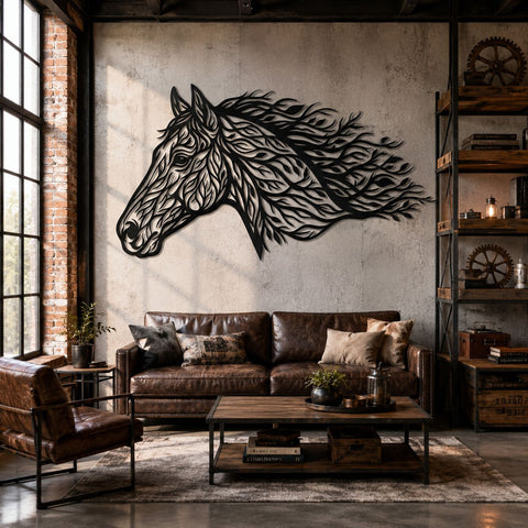 Running Horse Head Laser SVG | Mustang Metal Wall Art DXF | Horse Svg for Laser Cutting | CNC Plasma Cut File | Rustic Ranch Decor SVG HappyDesignStudio 