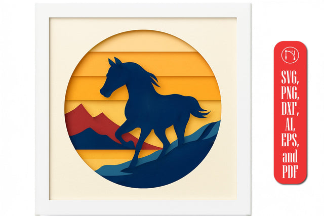 Running Horse Multilayer 3D Shadow Box SVG SVG MD JOYNAL ABDIN 