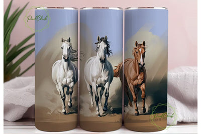 Running Horses 20oz Tumbler Wrap Sublimation PixelChick 