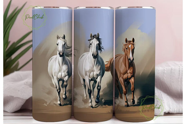 Running Horses 20oz Tumbler Wrap Sublimation PixelChick 