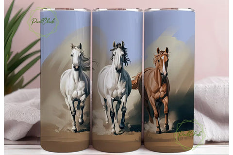 Running Horses 20oz Tumbler Wrap Sublimation PixelChick 