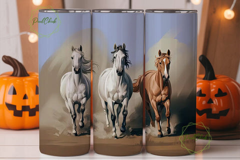 Running Horses 20oz Tumbler Wrap Sublimation PixelChick 