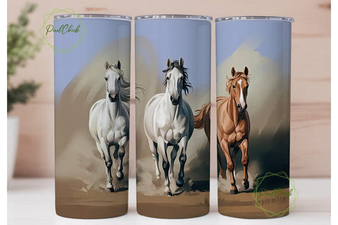 Running Horses 20oz Tumbler Wrap Sublimation PixelChick 