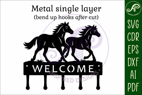 Running horses Key holder designs for wood and metal SVG APInspireddesigns 