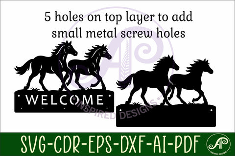 Running horses Key holder designs for wood and metal SVG APInspireddesigns 