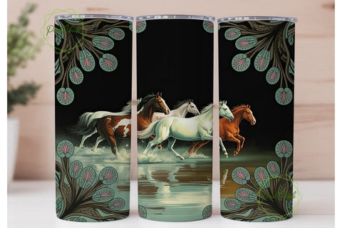 Running Horses Tumbler Wrap 20oz Sublimation PixelChick 