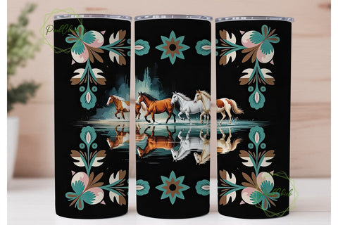 Running Horses Tumbler Wrap 20oz Sublimation PixelChick 