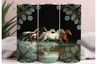 Running Horses Tumbler Wrap 20oz Sublimation PixelChick 
