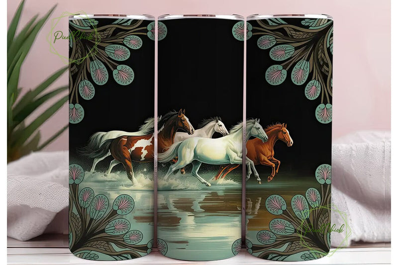 Running Horses Tumbler Wrap 20oz Sublimation PixelChick 