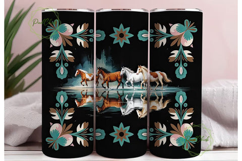 Running Horses Tumbler Wrap 20oz Sublimation PixelChick 