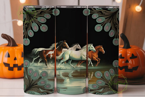 Running Horses Tumbler Wrap 20oz Sublimation PixelChick 