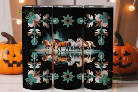 Running Horses Tumbler Wrap 20oz Sublimation PixelChick 