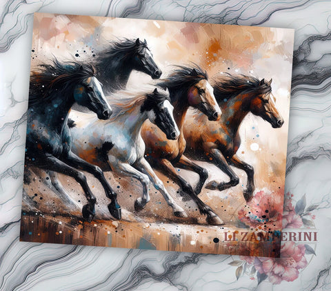 Running Horses Tumbler Wrap, Horse Lover Design, 20oz Sublimation Wrap, Equestrian Tumbler Art, Digital Download Tumbler, Horse Riding Gift, Horse Pattern Tumbler Sublimation Li Zamperini 