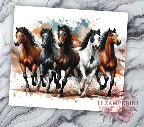 Running Horses Tumbler Wrap, Horse Lover Design, 20oz Sublimation Wrap, Equestrian Tumbler Art, Digital Download Tumbler, Horse Riding Gift, Horse Pattern Tumbler Sublimation Li Zamperini 