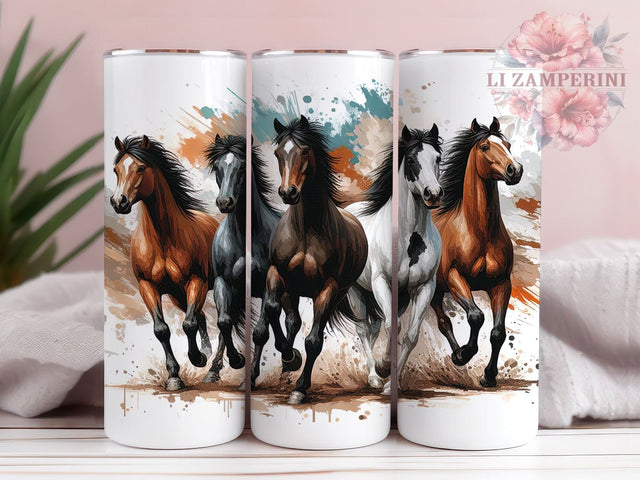 Running Horses Tumbler Wrap, Horse Lover Design, 20oz Sublimation Wrap, Equestrian Tumbler Art, Digital Download Tumbler, Horse Riding Gift, Horse Pattern Tumbler Sublimation Li Zamperini 