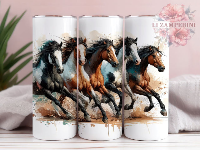Running Horses Tumbler Wrap, Horse Lover Design, 20oz Sublimation Wrap, Equestrian Tumbler Art, Digital Download Tumbler, Horse Riding Gift, Horse Pattern Tumbler Sublimation Li Zamperini 