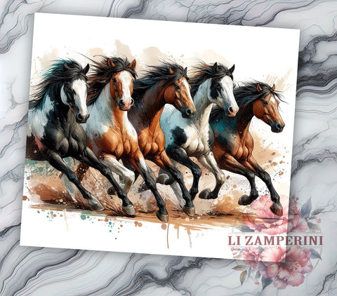 Running Horses Tumbler Wrap, Horse Lover Design, 20oz Sublimation Wrap, Equestrian Tumbler Art, Digital Download Tumbler, Horse Riding Gift, Horse Pattern Tumbler Sublimation Li Zamperini 