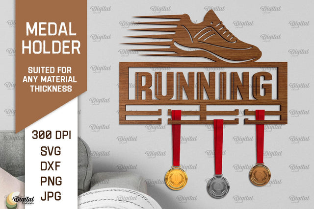 Running Medal Display Laser Cut. Medal Holder SVG SVG Evgenyia Guschina 