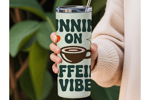 Running On Caffeine Tumbler Wrap Sublimation DesignSVG 