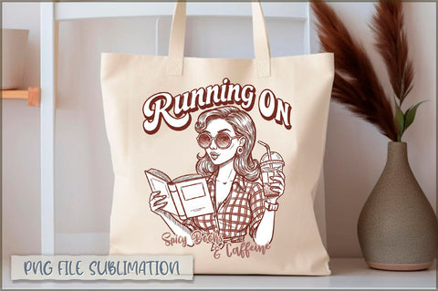 Running on spicy books & caffeine Tote Bag Sublimation Shetara Begum 