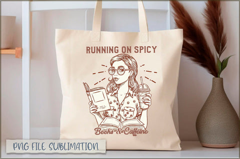 Running on spicy books & caffeine Tote Bag Sublimation Shetara Begum 