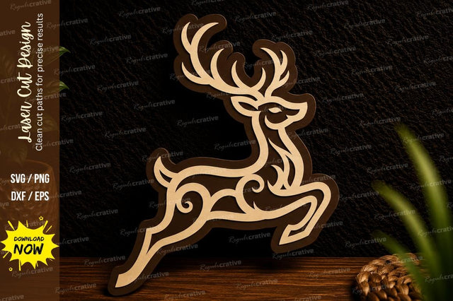 Running Reindeer Laser Cut Svg Design SVG Regulrcrative 