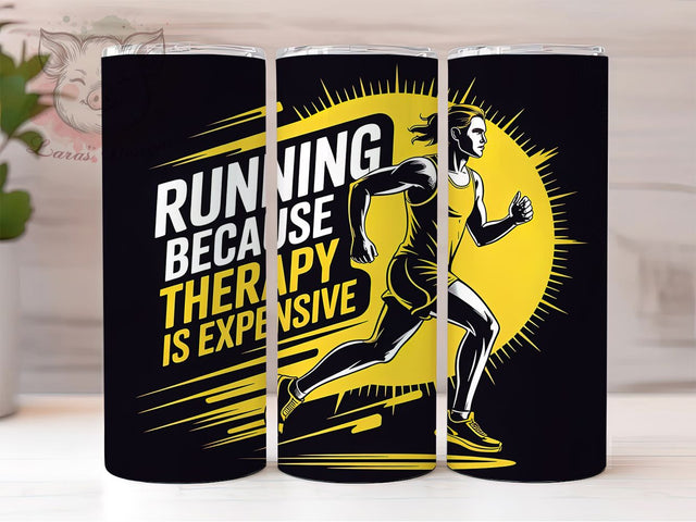 Running Therapy 20oz Tumbler, Funny Quote Wrap, Therapy Is Expensive Design, 20oz Tumbler Wrap, Sublimation Design PNG, Runner Gift Wrap, Fitness Humor Sublimation Sublimation Lara' s Designs 