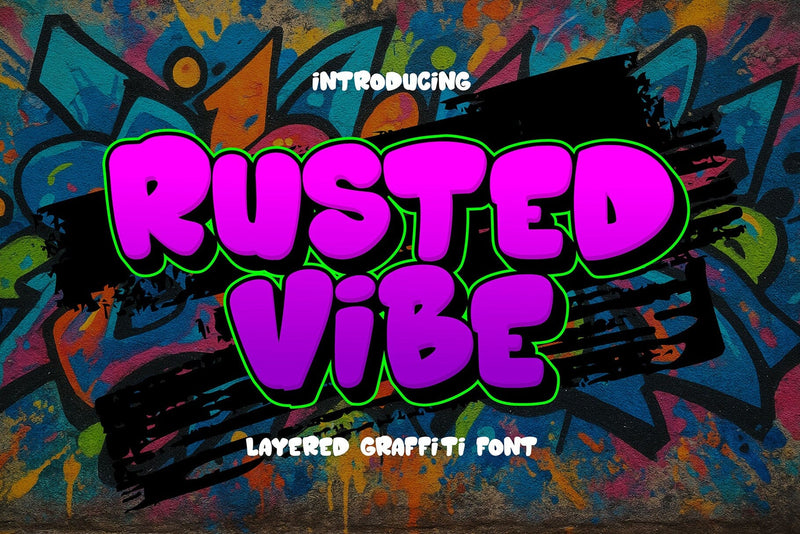 Rusted Vibe | Layered Graffiti Typeface Font Mozzatype 